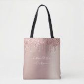 Roos gouden blush glitter aangepaste tekst Canvas Tote Bag (Voorkant)