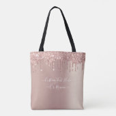Roos gouden blush glitter aangepaste tekst Canvas Tote Bag (Achterkant)