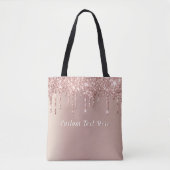 Roos gouden blush glitter aangepaste tekst Canvas Tote Bag (Voorkant)