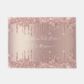 Roos gouden blush glitter aangepaste tekst deurmat (Voorkant)