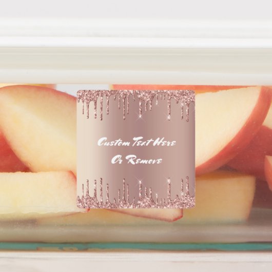 Roos gouden blush glitter aangepaste tekst naam la labels (Aangebracht)