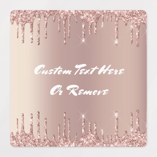 Roos gouden blush glitter aangepaste tekst naam la labels (Design 1)