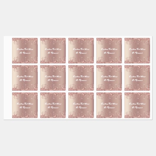 Roos gouden blush glitter aangepaste tekst naam la labels (Vel)