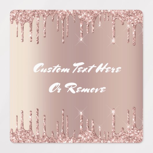 Roos gouden blush glitter aangepaste tekst naam la labels (Design 2)