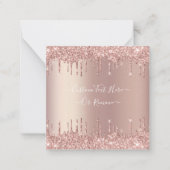 Roos gouden blush glitter aangepaste tekst notitie notitiekaartje (Voorkant)