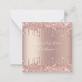 Roos gouden blush glitter aangepaste tekst notitie notitiekaartje (Achterkant)