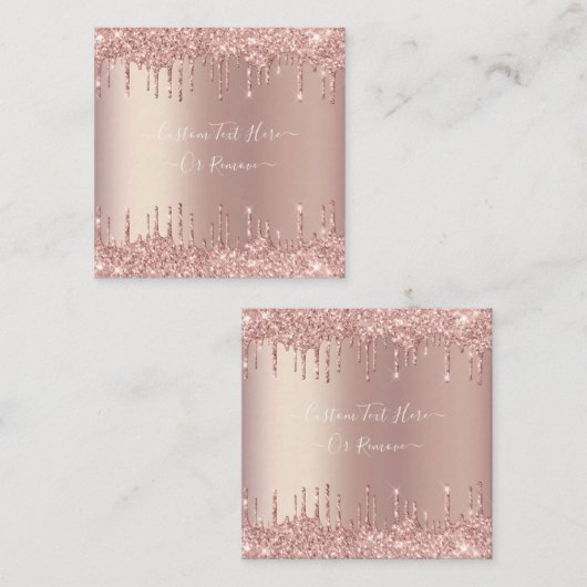 Roos gouden blush glitter aangepaste tekst notitie notitiekaartje (Voorkant / Achterkant)