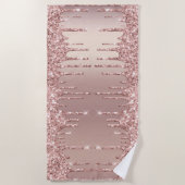Roos gouden blush glitter druppels strandlaken (Voorkant)
