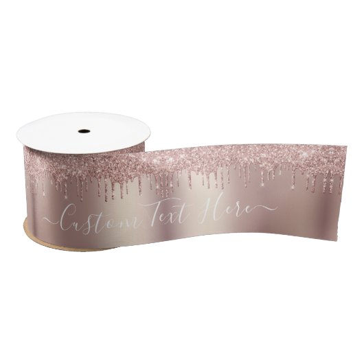 Roos gouden blush glitter sparkle aangepaste tekst satijnen lint (Spoel)