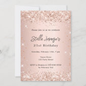 Roos gouden blush roze confetti verjaardag kaart (Voorkant)