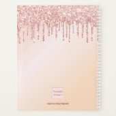 Roos gouden blush roze glitter modern monogram planner (Achterkant)