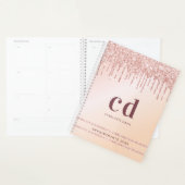 Roos gouden blush roze glitter modern monogram planner (Display)