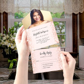 Roos gouden blush sparkles foto Verjaardag RSVP All In One Uitnodiging