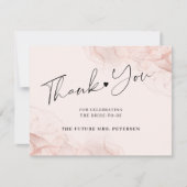 Roos gouden blush vrijgezellenfeest elegant script bedankkaart (Voorkant)