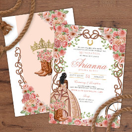 Roos Gouden Blush Western Charra Rustieke Quinceañ Kaart