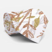 Roos Gouden Blush Witte Waterverf Stropdas (Opgerold)