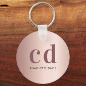 Roos gouden bolle monogram initialen metaal sleutelhanger (Voorkant)