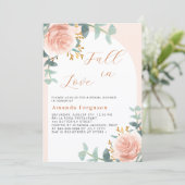 Roos gouden boog bloemige Herfst in Liefde Vrijgez Kaart (Staand voorkant)