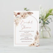 Roos gouden boog terracotta boho bloemendouche kaart (Staand voorkant)