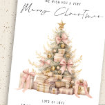 Roos Gouden Boom 2026 Kalender Vrolijk Kerstfeest Feestdagenkaart<br><div class="desc">Roos Gold Treet 2026 Kalender Merry Christmas is in een stijlvol handgeschreven stijl script. Met een handige 2026-kalender op de achterkant voor uw ontvangers en Happy New Year-groet.</div>