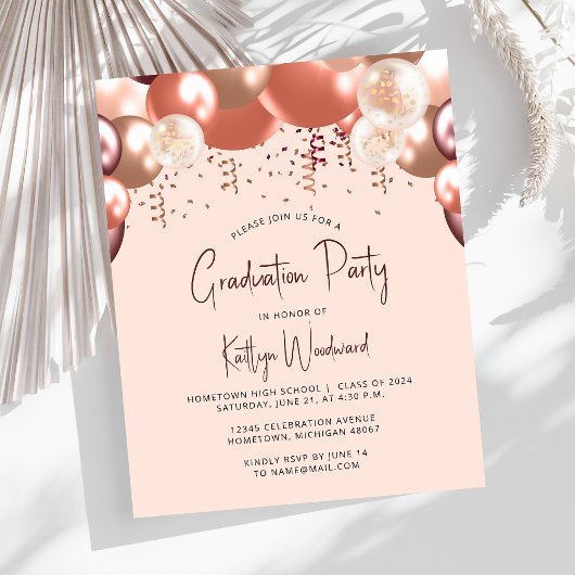 Roos gouden bordeaux ballonnen afstudeerfeest