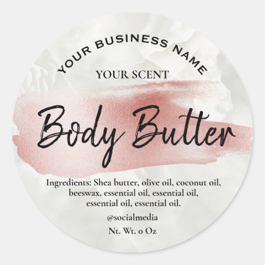 Roos gouden borstel accent marmeren body boterlabe ronde sticker (Voorkant)