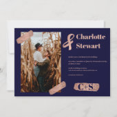 Roos gouden borstelslag elegante bruinbruidfoto kaart (Voorkant)