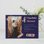 Roos gouden borstelslag elegante bruinbruidfoto kaart (Staand voorkant)