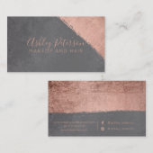 Roos gouden borstelslag grijze haarmake-up typogra visitekaartje (Voorkant / Achterkant)