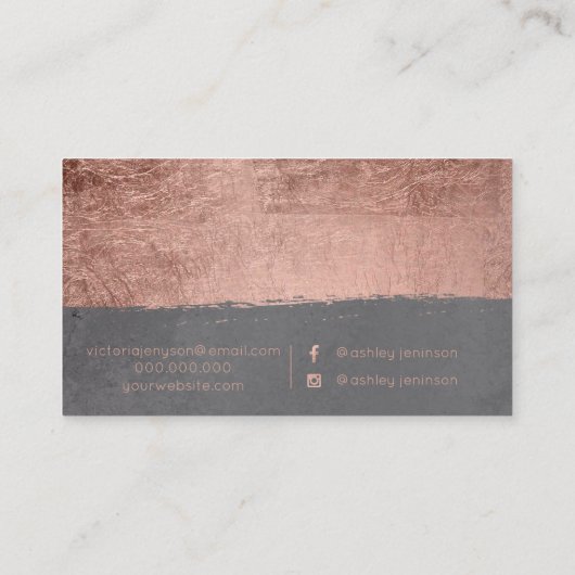 Roos gouden borstelslag grijze haarmake-up typogra visitekaartje (Achterkant)