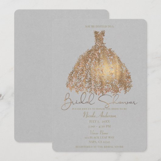 Roos gouden botanische bladeren jurk Vrijgezellenf Kaart (Voorkant / Achterkant)