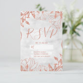 Roos Gouden Botanische Bloemen Grijs Bruiloft RSVP (Staand voorkant)