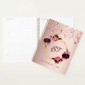 Roos gouden Bourgondische bloemen Monogram Stars 2 Planner (Display)