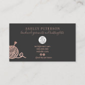 Roos gouden brei-haakgaren handgemaakt kit grijs visitekaartje (Achterkant)