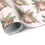 Roos gouden bronzen kerstbellen cadeaupapier (Rol Hoek)