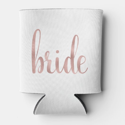 Roos gouden bruid, chique script, faux folie blikjeskoeler (Voorkant)