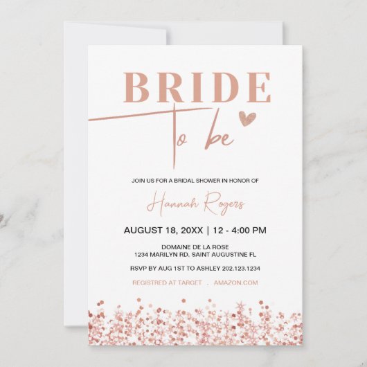 Roos gouden bruids Vrijgezellenfeest, bruid om te  Kaart (Voorkant)