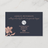 Roos gouden bruiloft bloemetjesblauw visitekaartje (Achterkant)