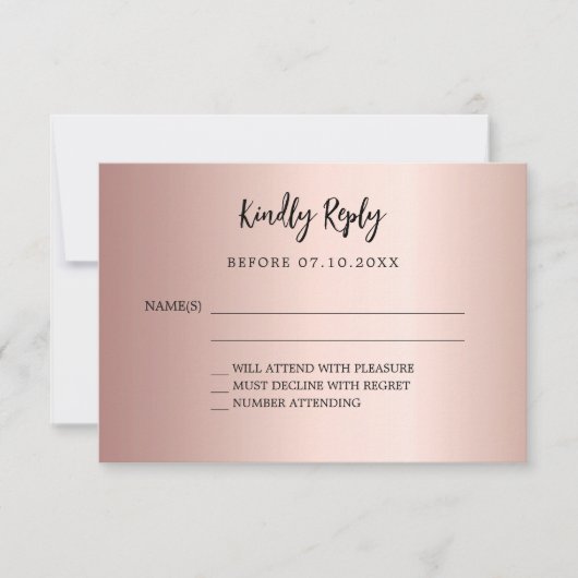 Roos gouden bruiloft reactie RSVP kaart (Voorkant)