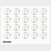 Roos gouden bruiloft sticker, roze bloemen gunst ronde sticker (Vel)