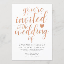 Roos gouden bruiloft uitnodiging blush