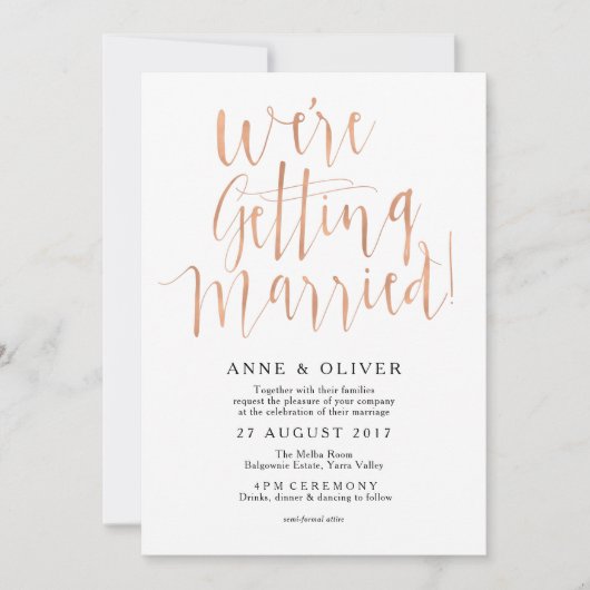 Roos gouden bruiloft uitnodiging rustiek (Voorkant)