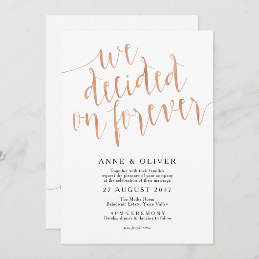 Roos gouden bruiloft uitnodiging rustiek (Voorkant / Achterkant)