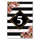 Roos Gouden Bruiloft Zwart & Wit Streep Kaart (Achterkant)