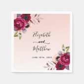 Roos gouden bruine roze bloemen bruin servet (Voorkant)