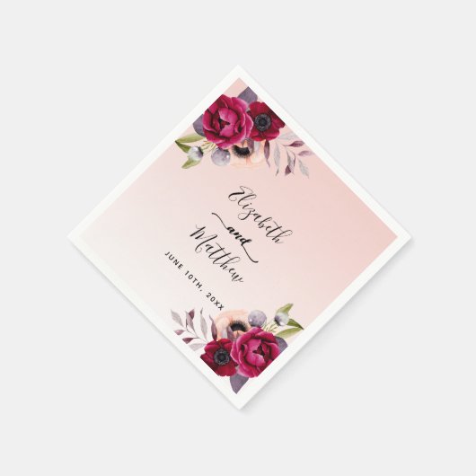 Roos gouden bruine roze bloemen bruin servet (Hoek)