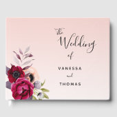 Roos gouden bruine roze bruingeburgerde bloemen gastenboek (Voorkant)