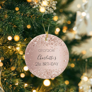 Roos gouden brute glittervrienden keramisch ornament
