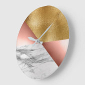 Roos Gouden Carrara Marmer Grijs Metallic Geometri Grote Klok (Hoek)