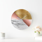 Roos Gouden Carrara Marmer Grijs Metallic Geometri Grote Klok (Huis)